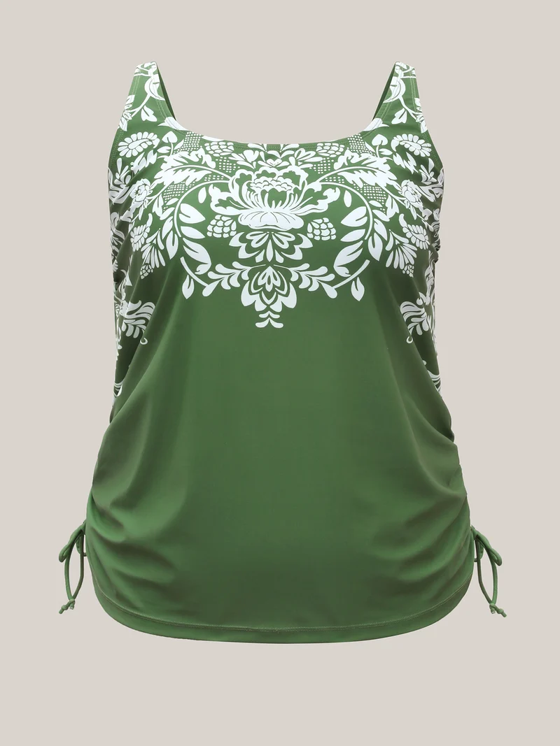 Floral Print Side Drawstring Swim Top