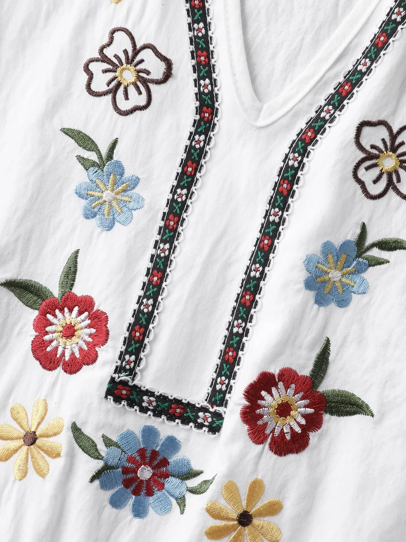Floral Print A-Line Solid Midi Dress