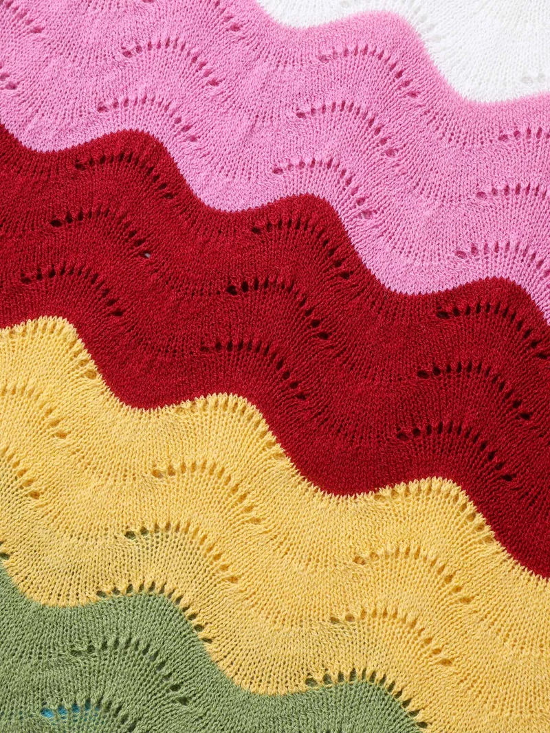 Colorful Waves Cut-Out Swim Cover-Up