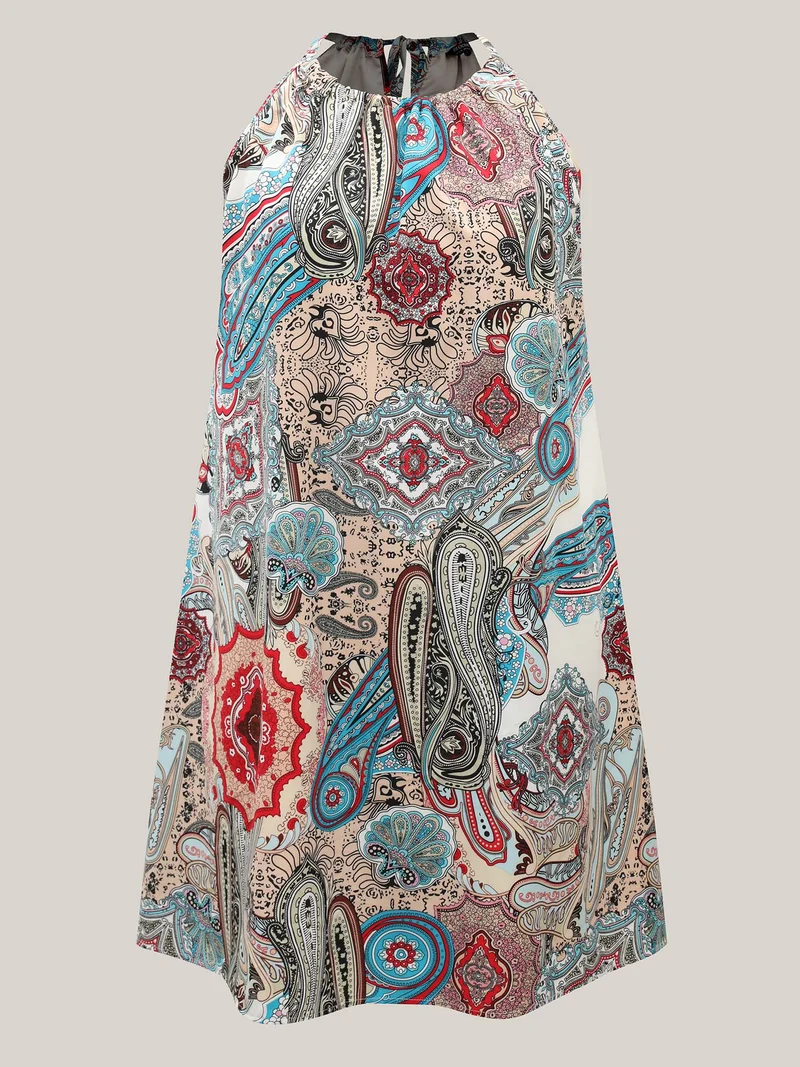 Paisley Print Flowy A-Line Midi Dress