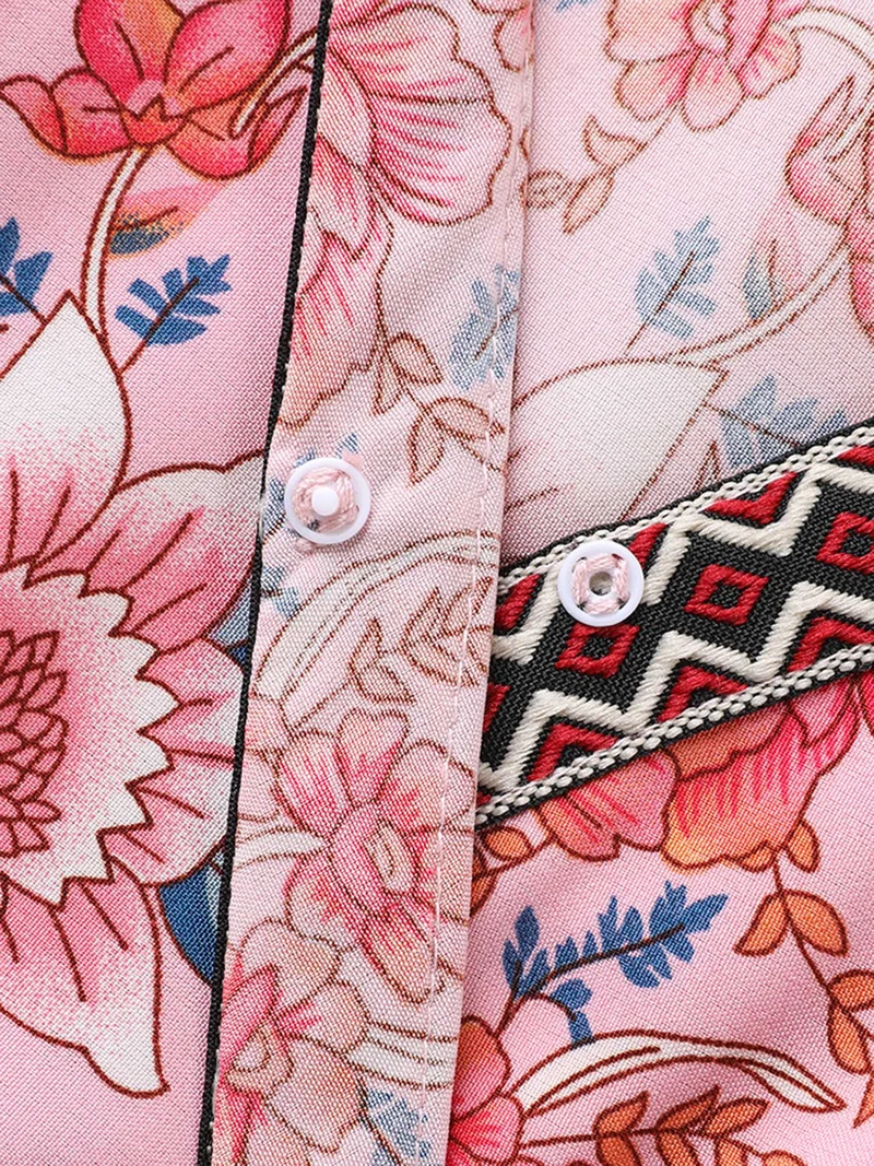 Rosy Floral Print Lace Maxi Dress