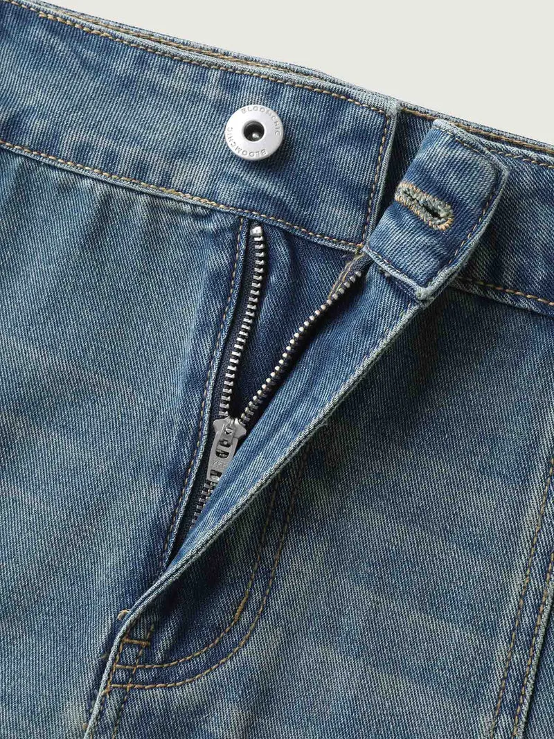 Vintage Wash A-Line Denim Maxi Skirt