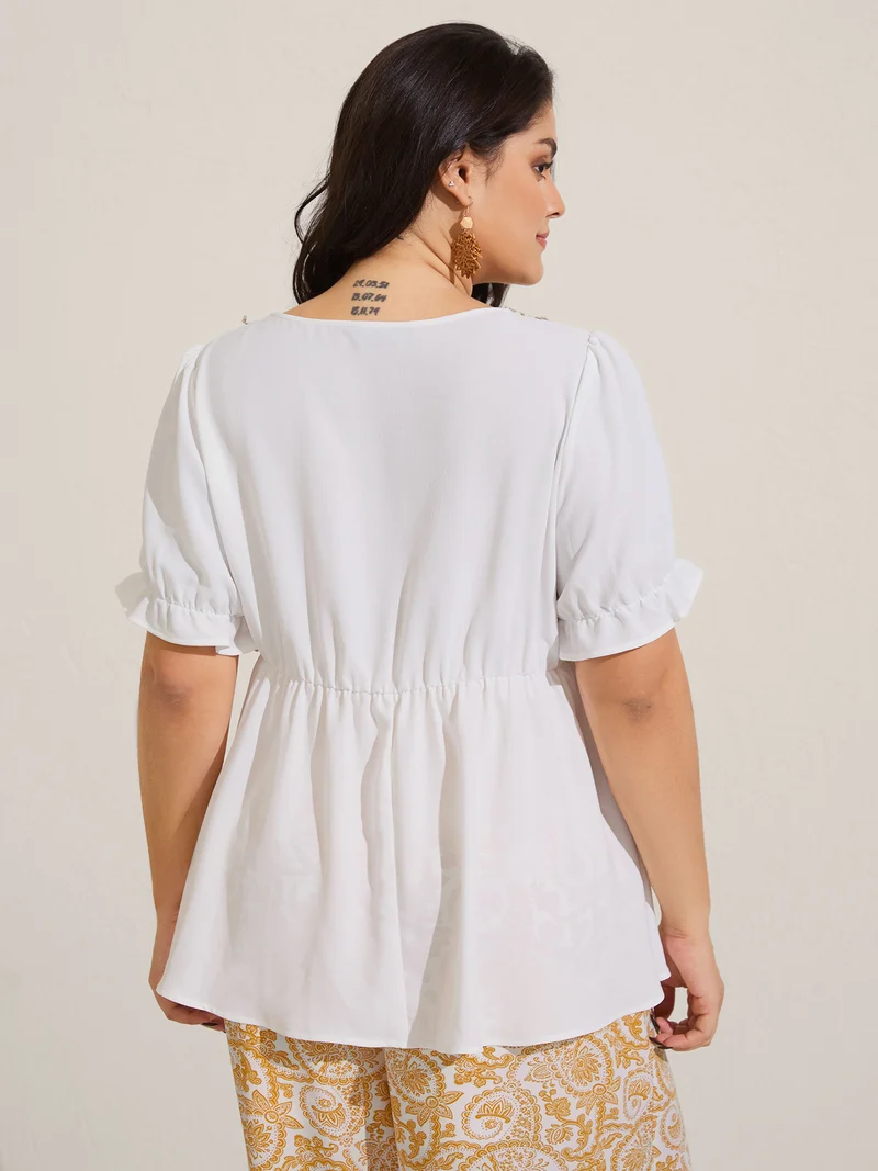 Contrast Webbing Shell Detail Blouse