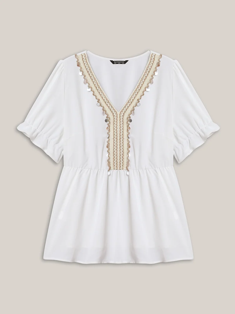 Contrast Webbing Shell Detail Blouse