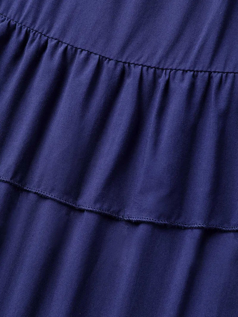 Ruffled Tiered A-Line Tie Midi Dress