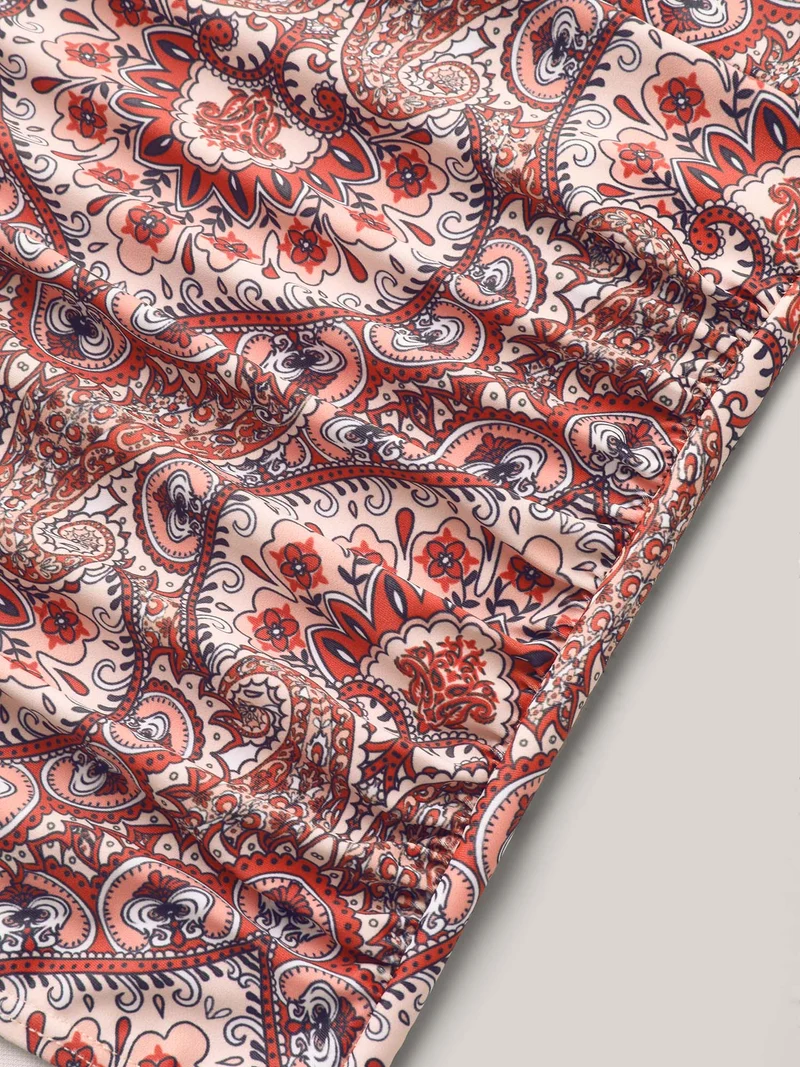 Ornate Print Ties One-Piece Swimsuit