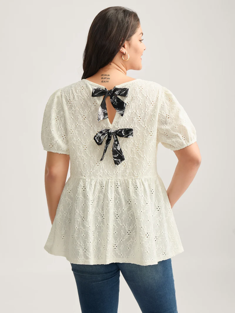 Back Bow Tie Textured Top