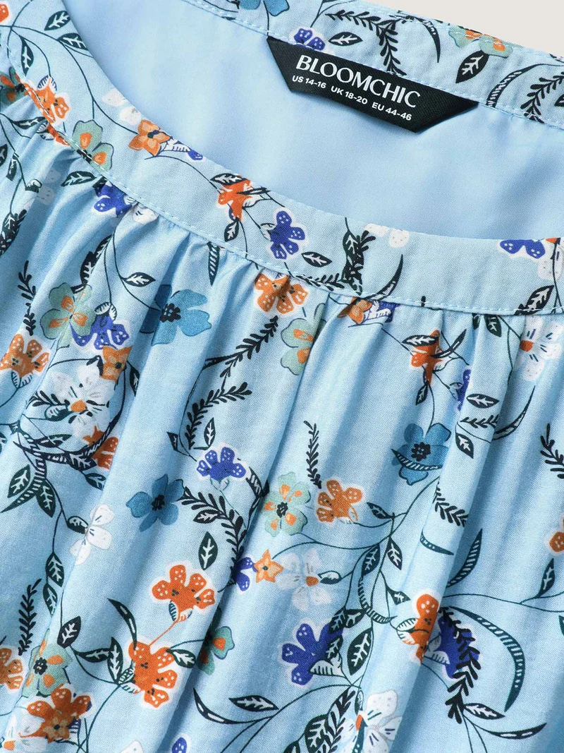 Floral Print Halter Neck Tiered Midi Dress