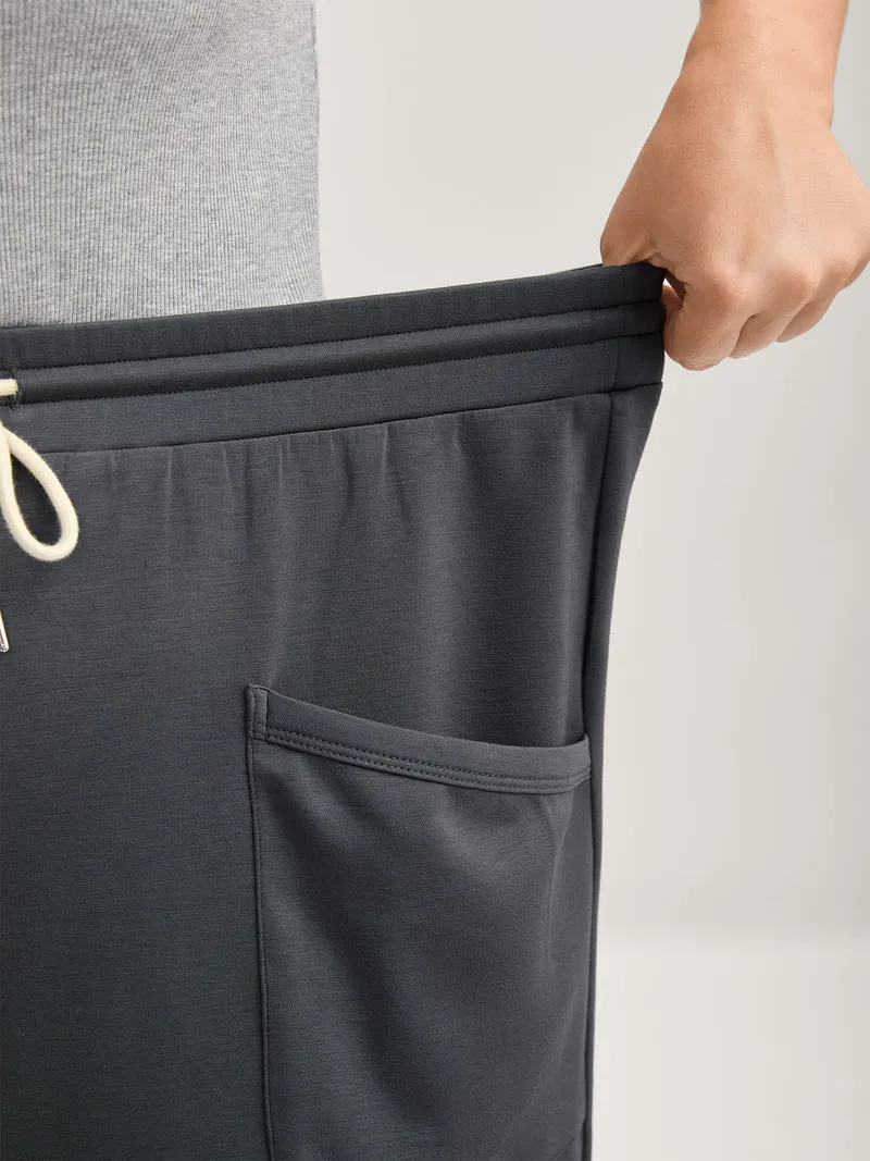 Rolled Hem Drawstring Straight-Leg Pants
