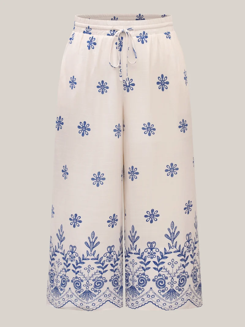 Floral Print Wide-Leg Pants