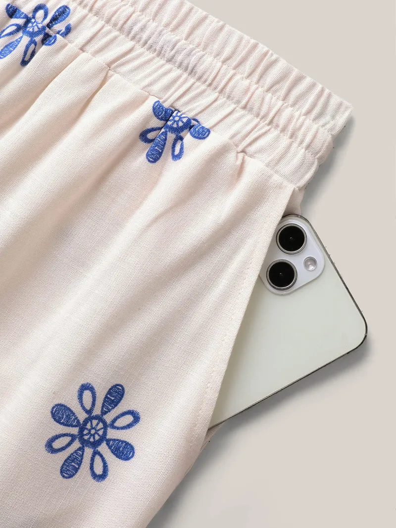 Floral Print Wide-Leg Pants