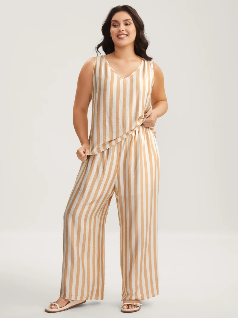 Striped Button Detail Co-Ord Set
