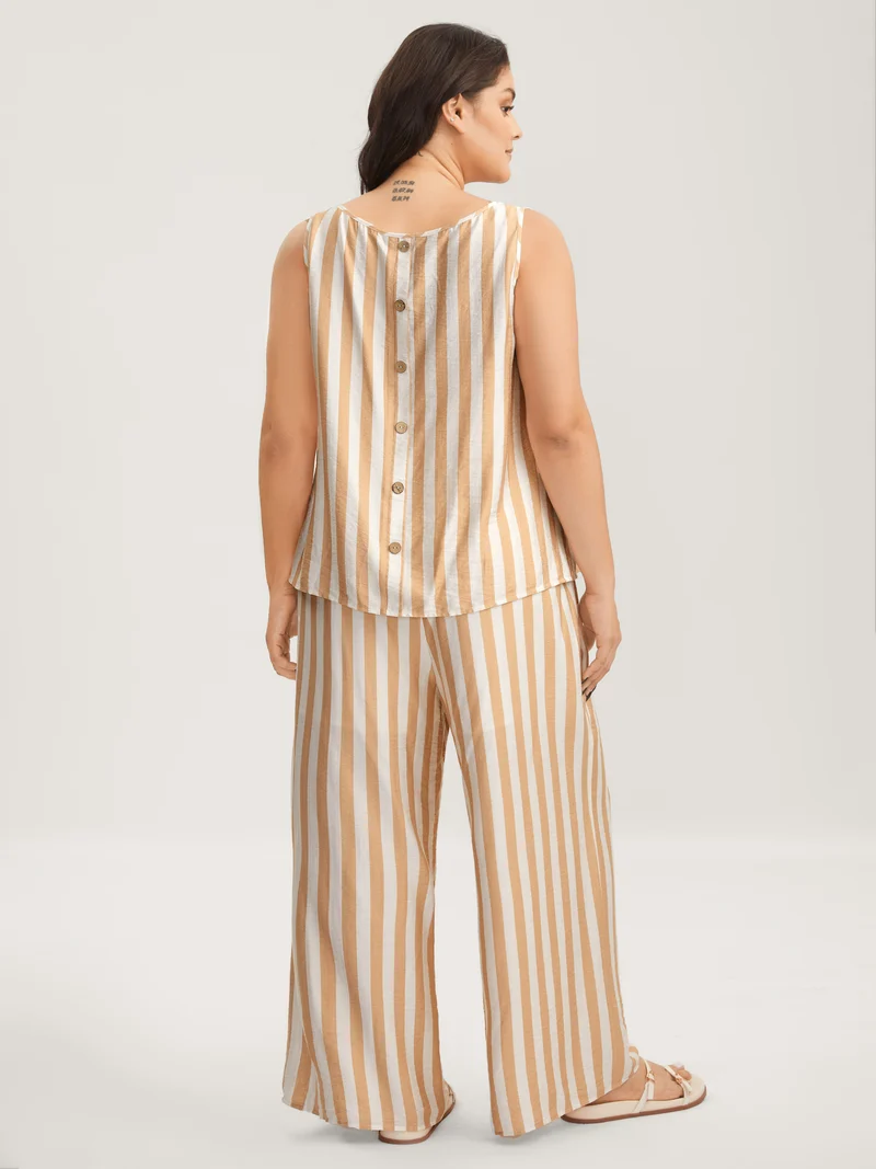 Striped Button Detail Co-Ord Set
