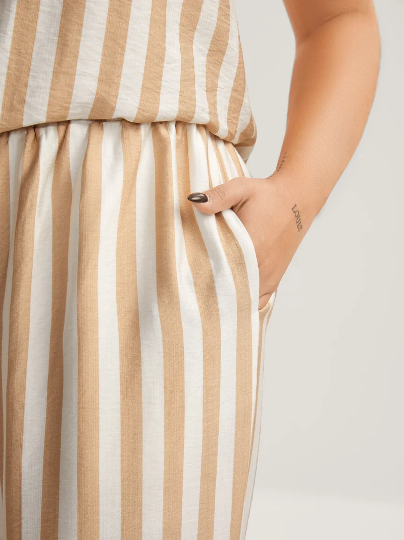 Striped Button Detail Co-Ord Set