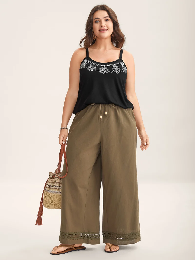 Boho Embroidery Plain Tank Top