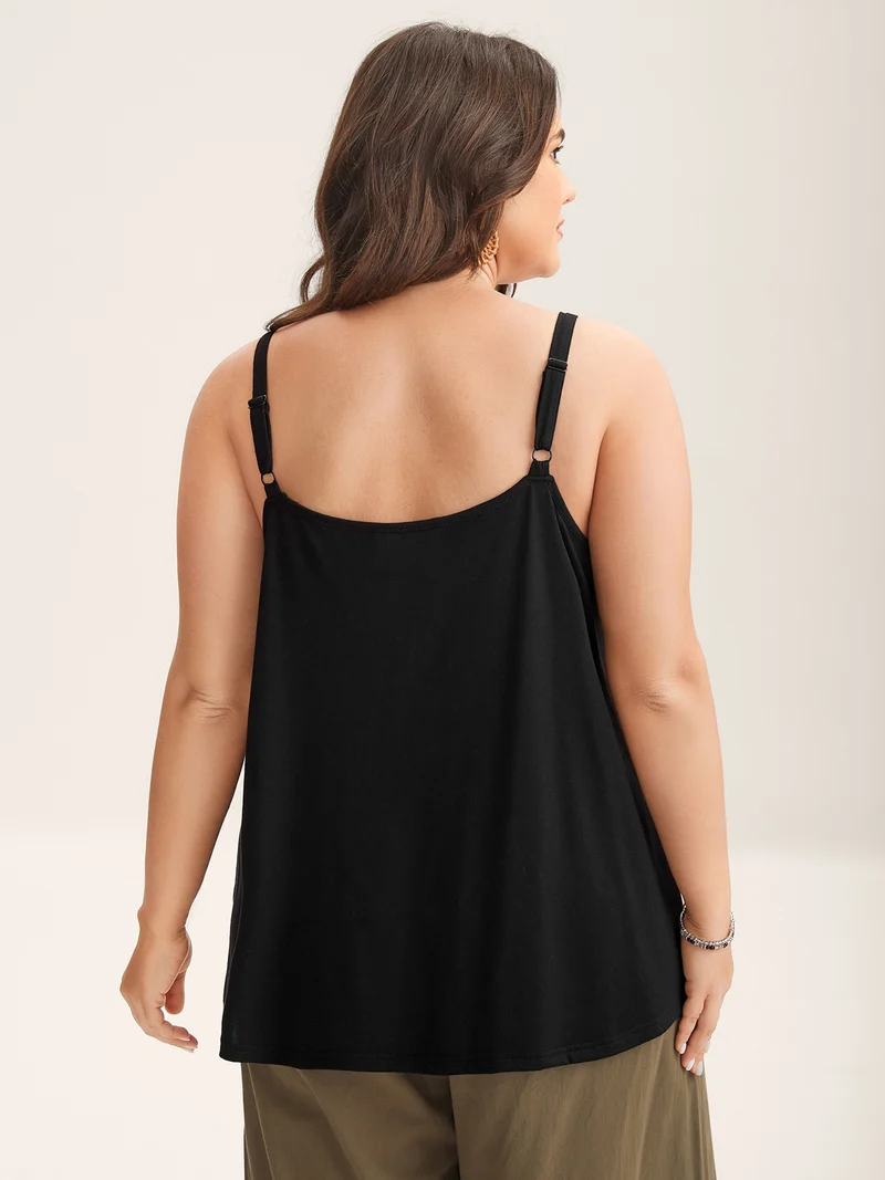 Boho Embroidery Plain Tank Top