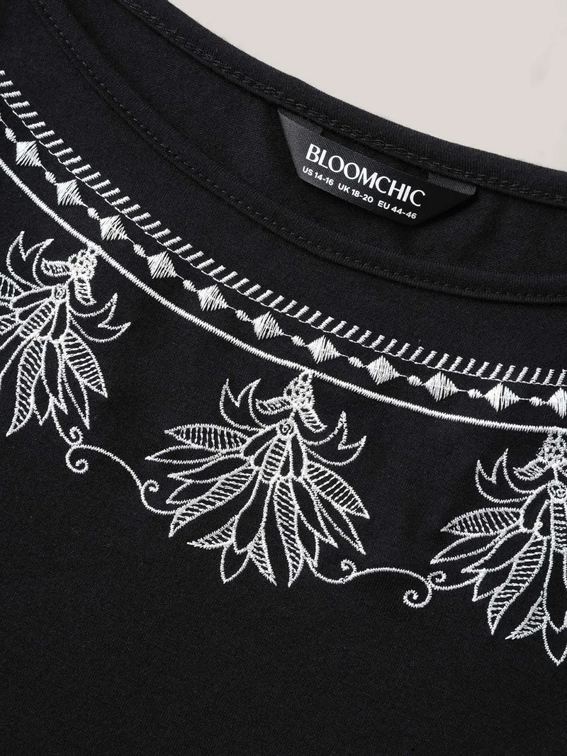 Boho Embroidery Plain Tank Top