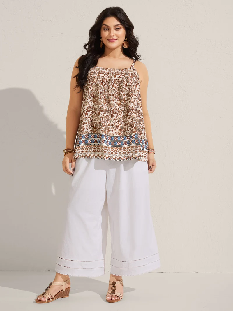 Boho Print Pleated Tank Top