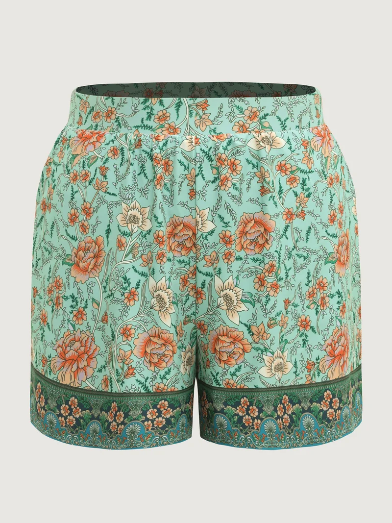 Breezy Floral Print Pockets Swim Bottoms