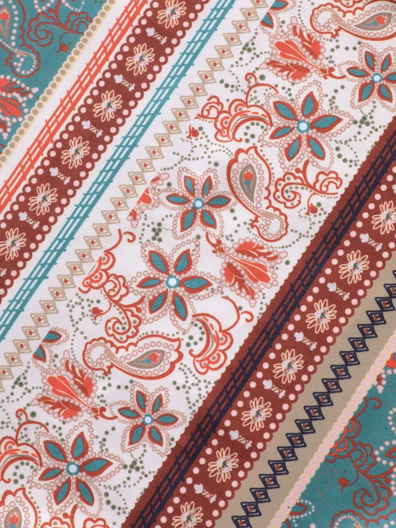 Boho Print Non-Removable Belt One-Piece Swimsuit