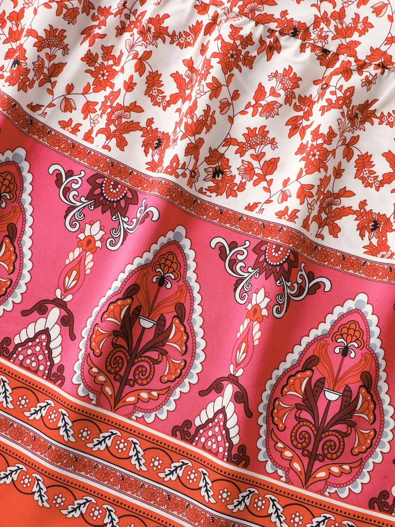 Floral Boho Print Tiered Maxi Skirt