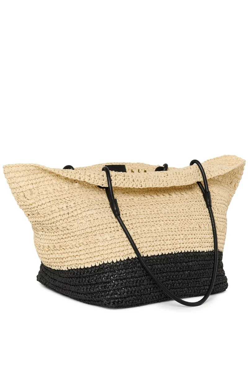 Sac cabas en raphia bicolore