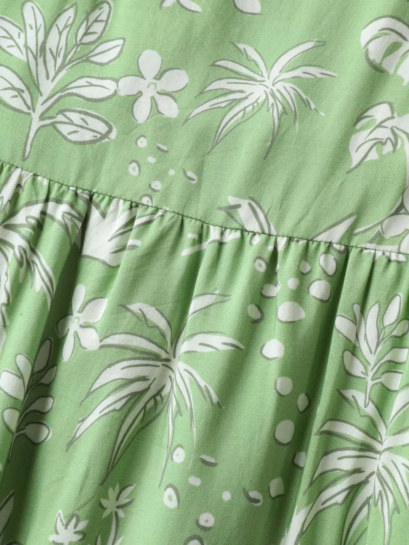 Tropical Mood Color Contrast Midi Dress