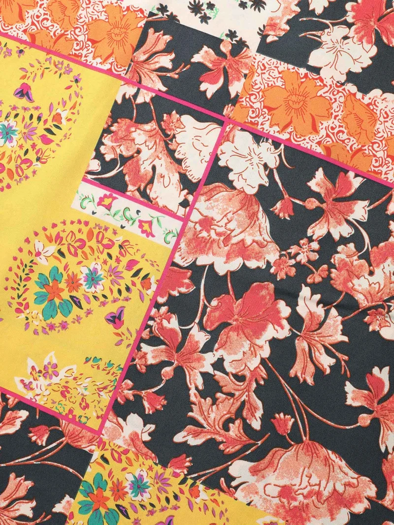 Boho Floral Print Cold-Shoulder Midi Dress