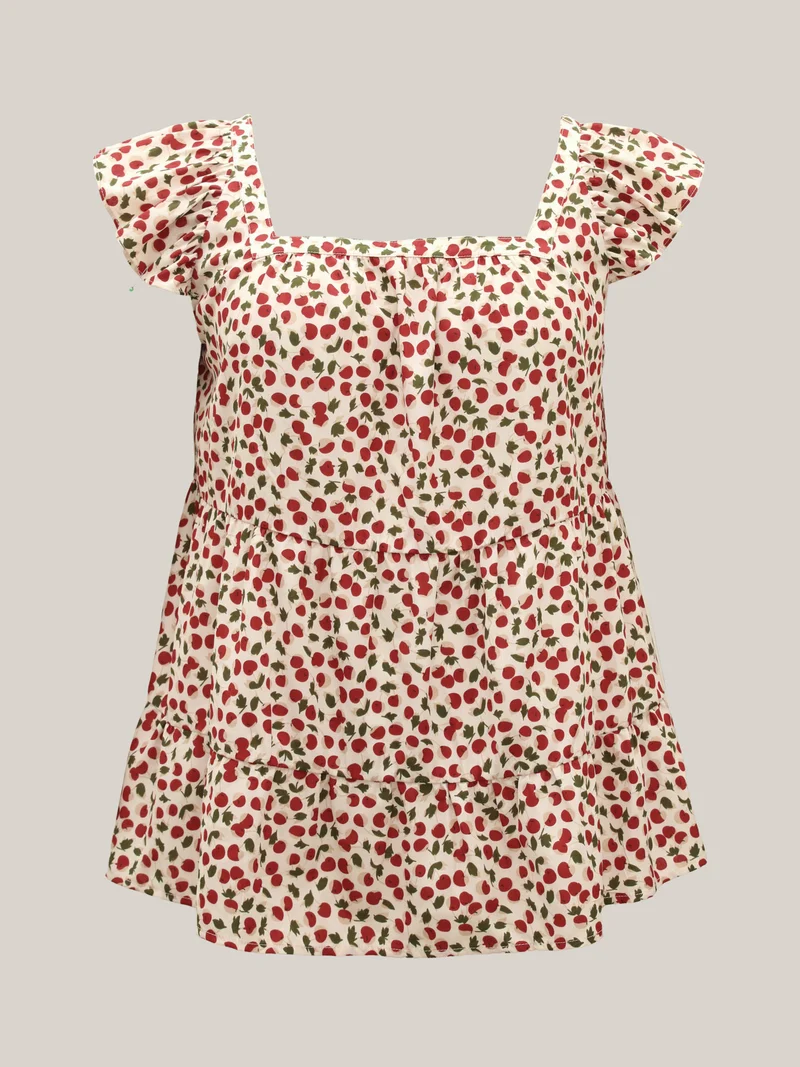 Cherry Print Flutter Sleeve Tank Top