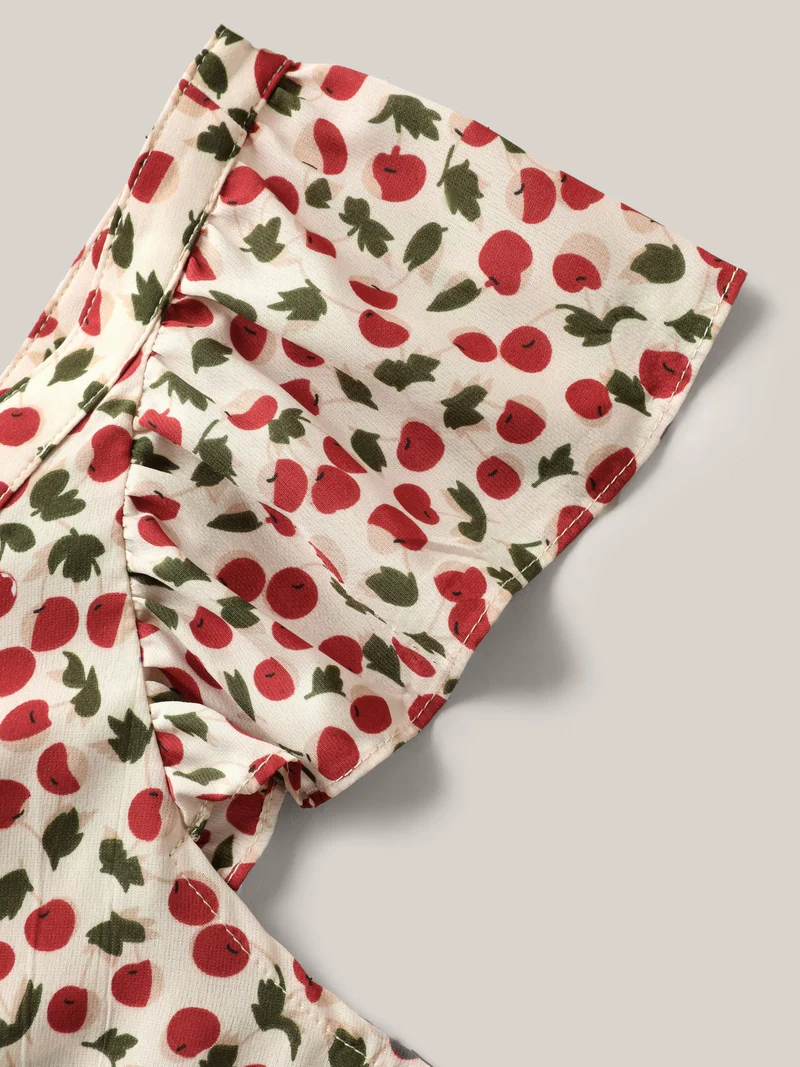 Cherry Print Flutter Sleeve Tank Top