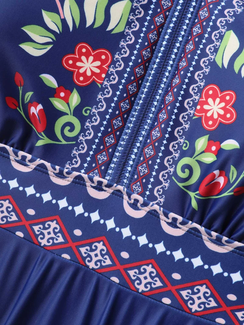 Anti-Float Ties Floral Swim Dress