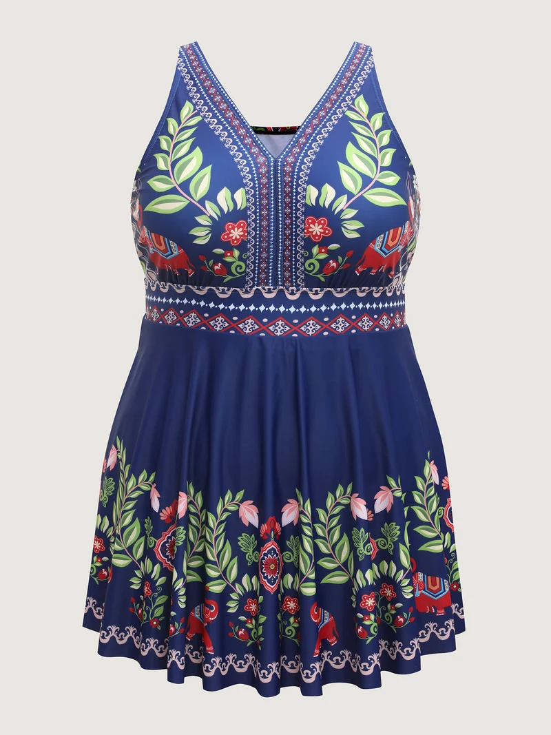 Anti-Float Ties Floral Swim Dress