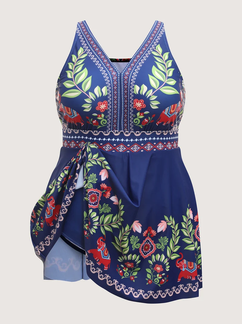 Anti-Float Ties Floral Swim Dress