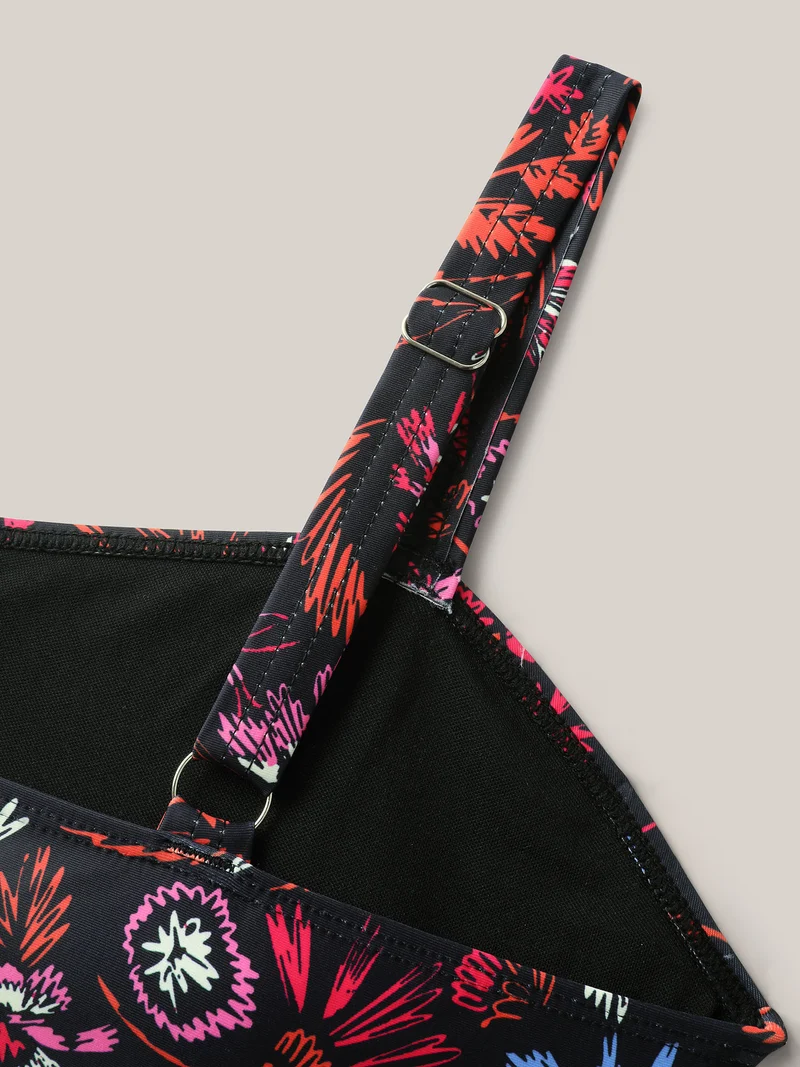 Floral Print Twist Front Swim Top