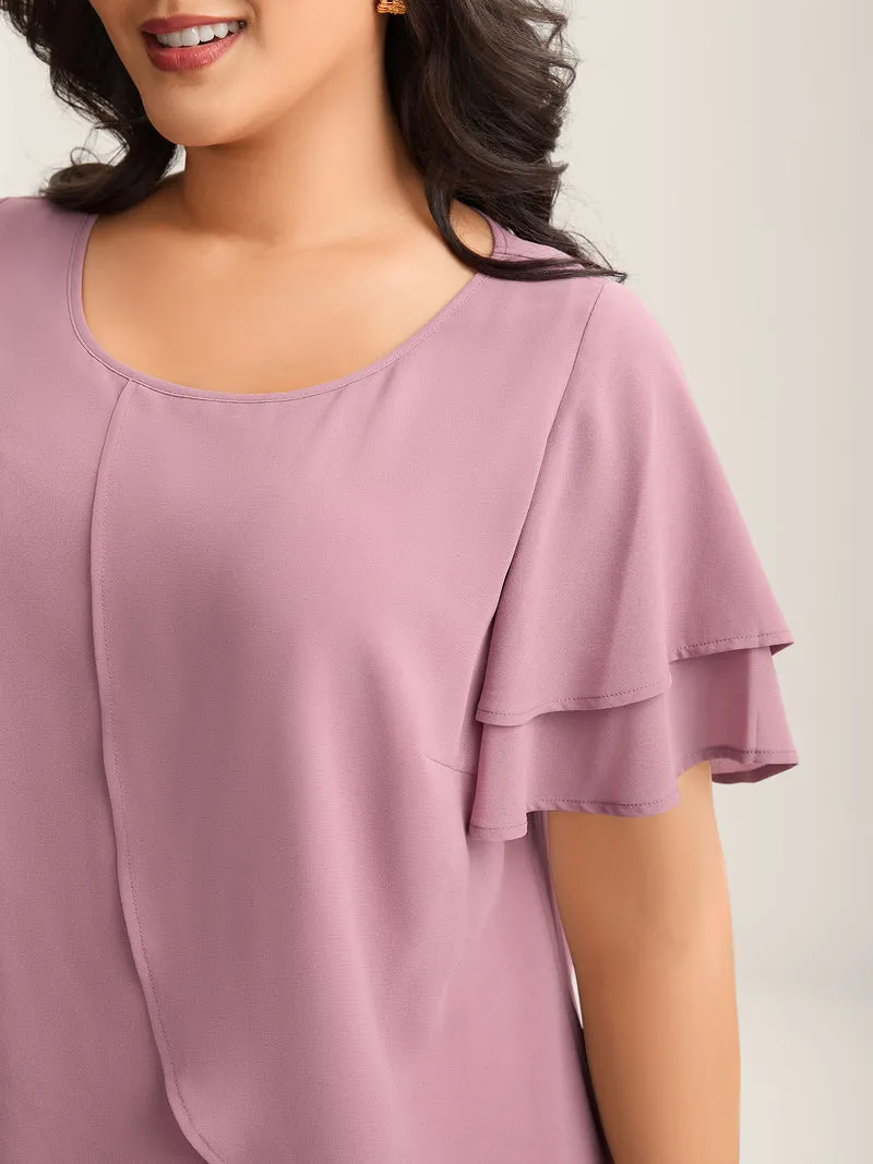 Chiffon Layered Flowy Solid Blouse