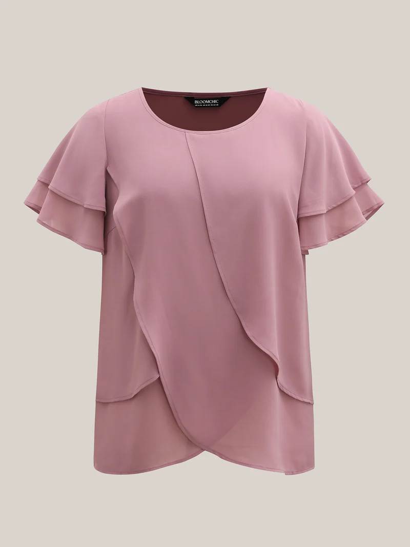Chiffon Layered Flowy Solid Blouse