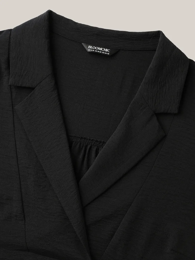Tab Sleeve Blazer Collar Blouse