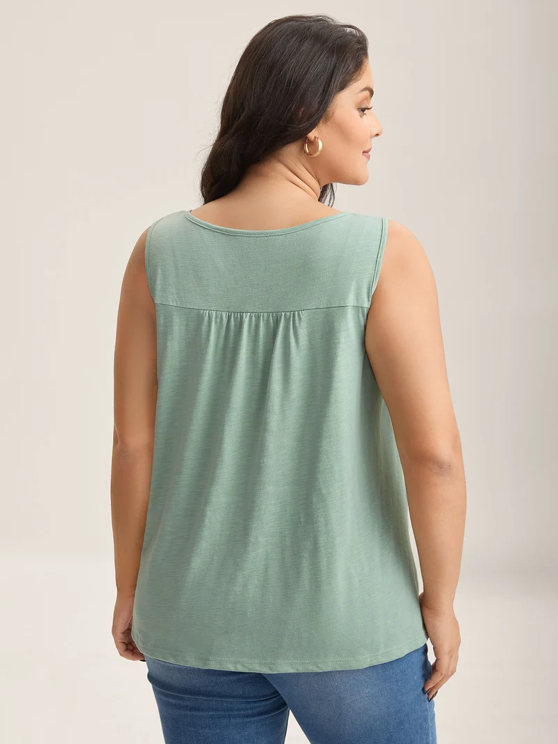 Bamboo Cotton Stretchy Pleated Tank Top