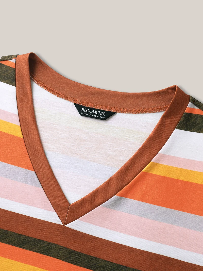 Bamboo Stretchy Colorful Stripes T-Shirt