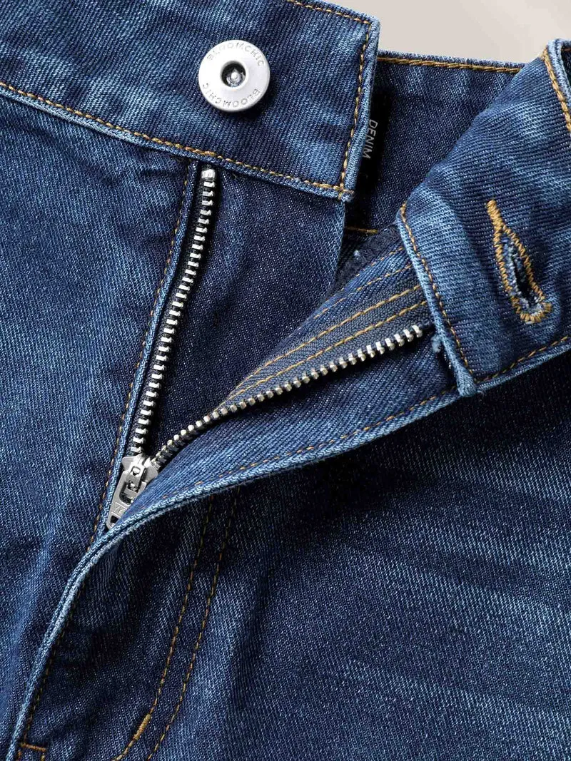 A-Line Crisscross Lines Denim Skirt