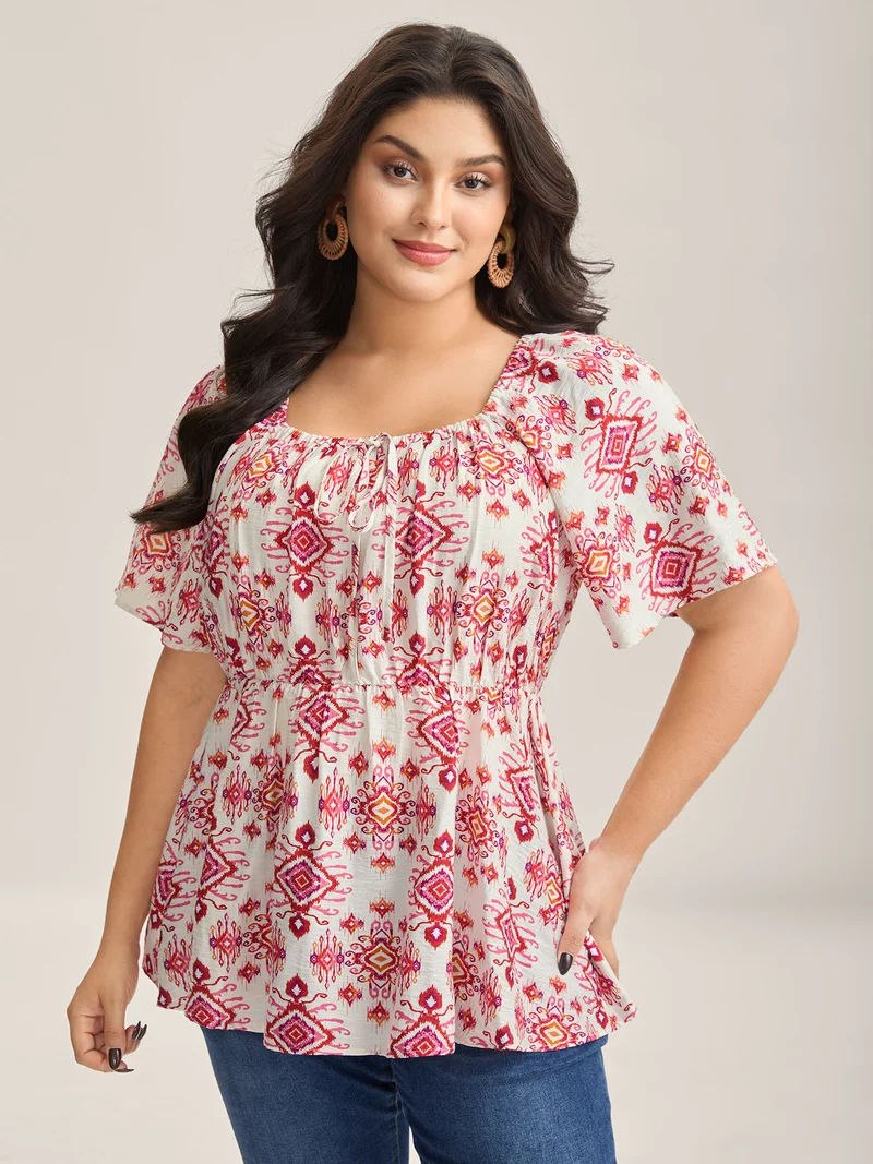 Floral Neck-Tie Babydoll Top