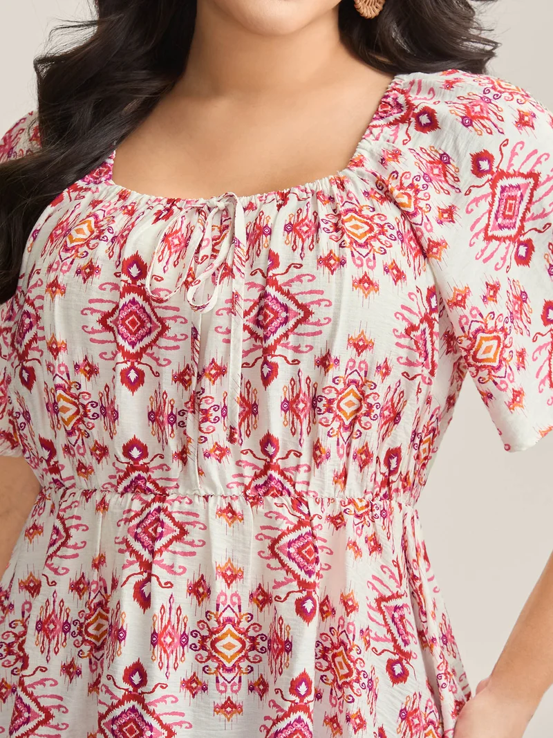 Floral Neck-Tie Babydoll Top
