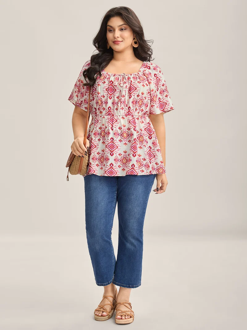 Floral Neck-Tie Babydoll Top