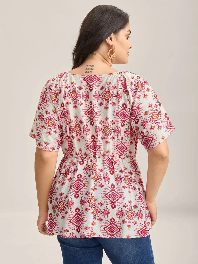 Floral Neck-Tie Babydoll Top