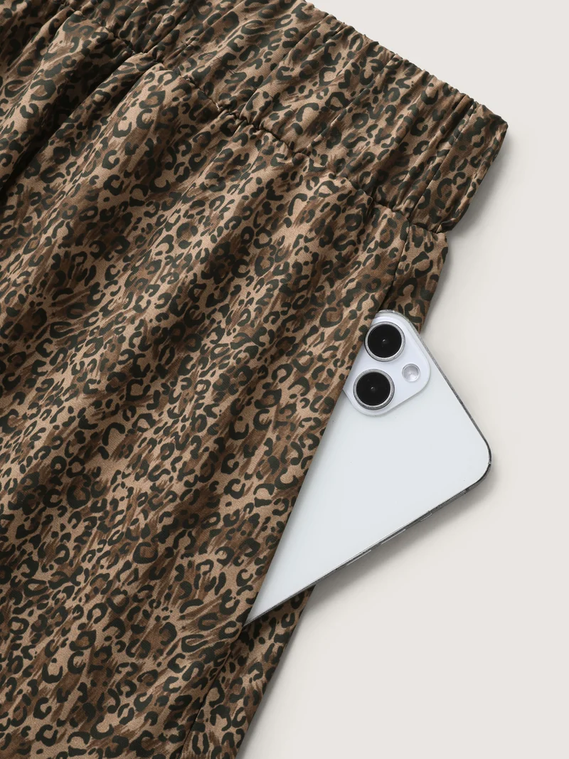 Leopard Print Tiered Midi Skirt