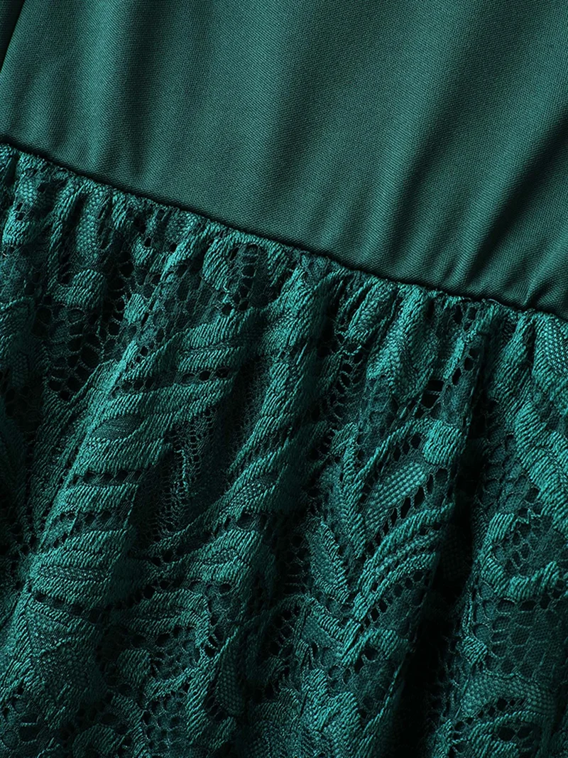 Sculpted Lace Stretchy Waist Midi Dress