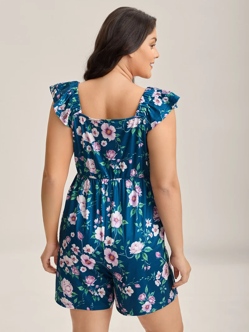 Flirty Floral Print Cinched-Waist Romper
