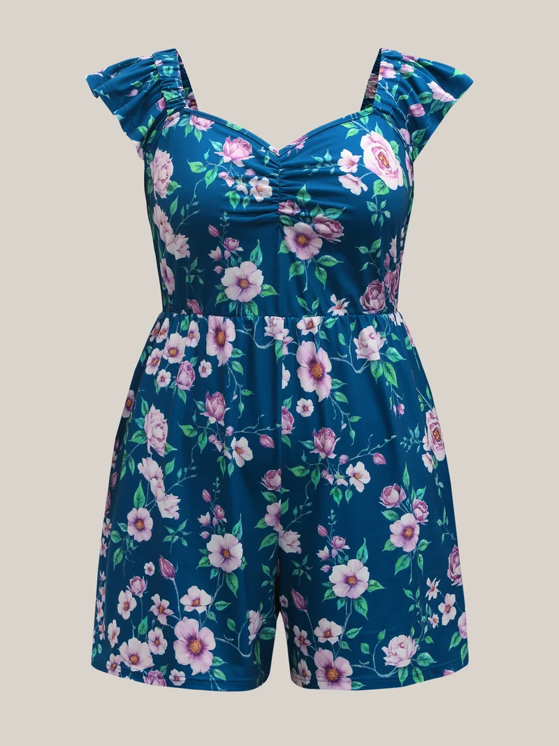 Flirty Floral Print Cinched-Waist Romper