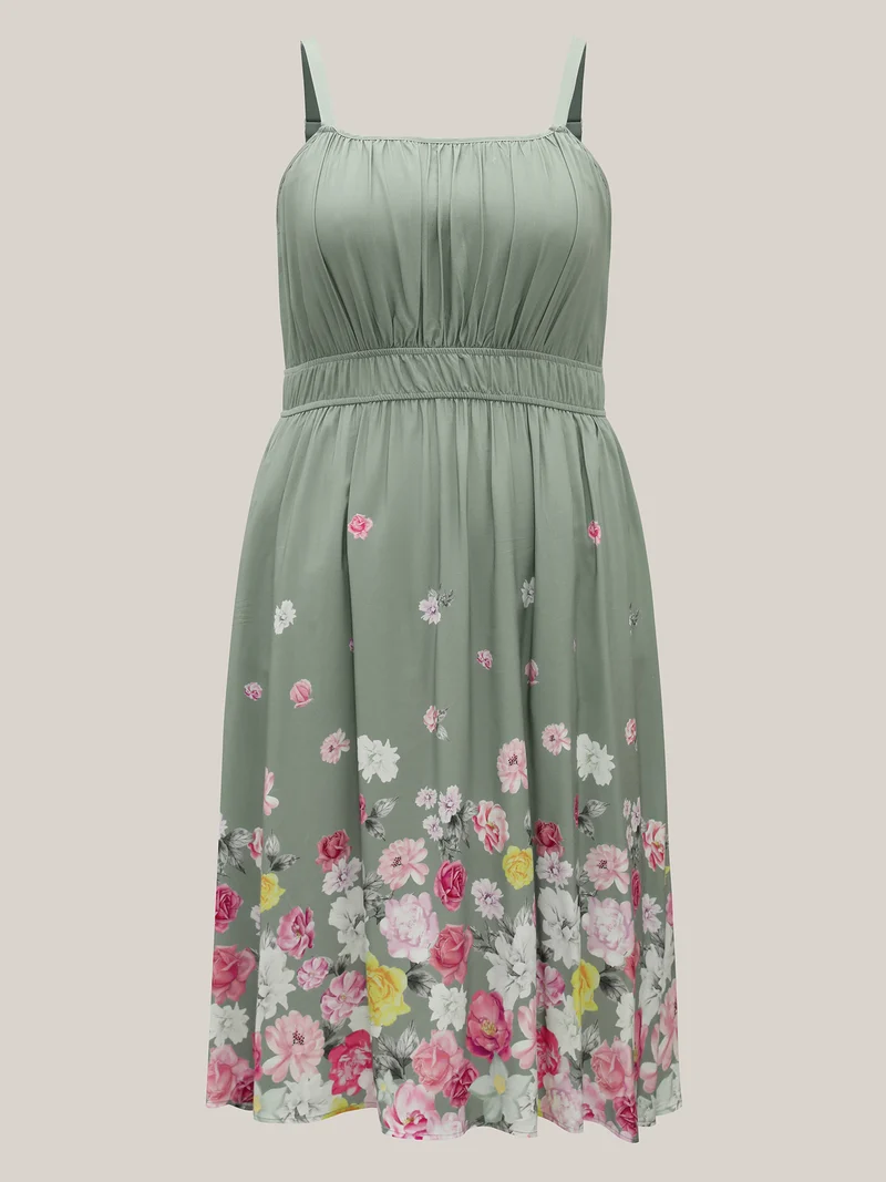Floral Print Hem Cami Pockets Midi Dress