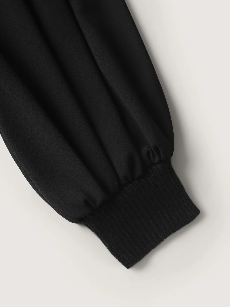Balloon Sleeve Solid Twofer Sweater